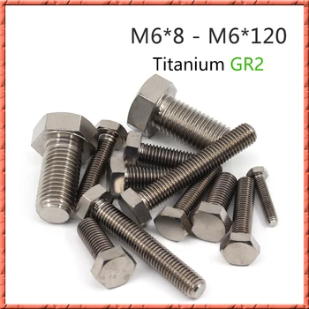 

20-50pcs/lot m6*8/10/12~120mm Pure titanium external hex head screw 933 hex bright titanium alloy flat head bolt Outer hex bolt