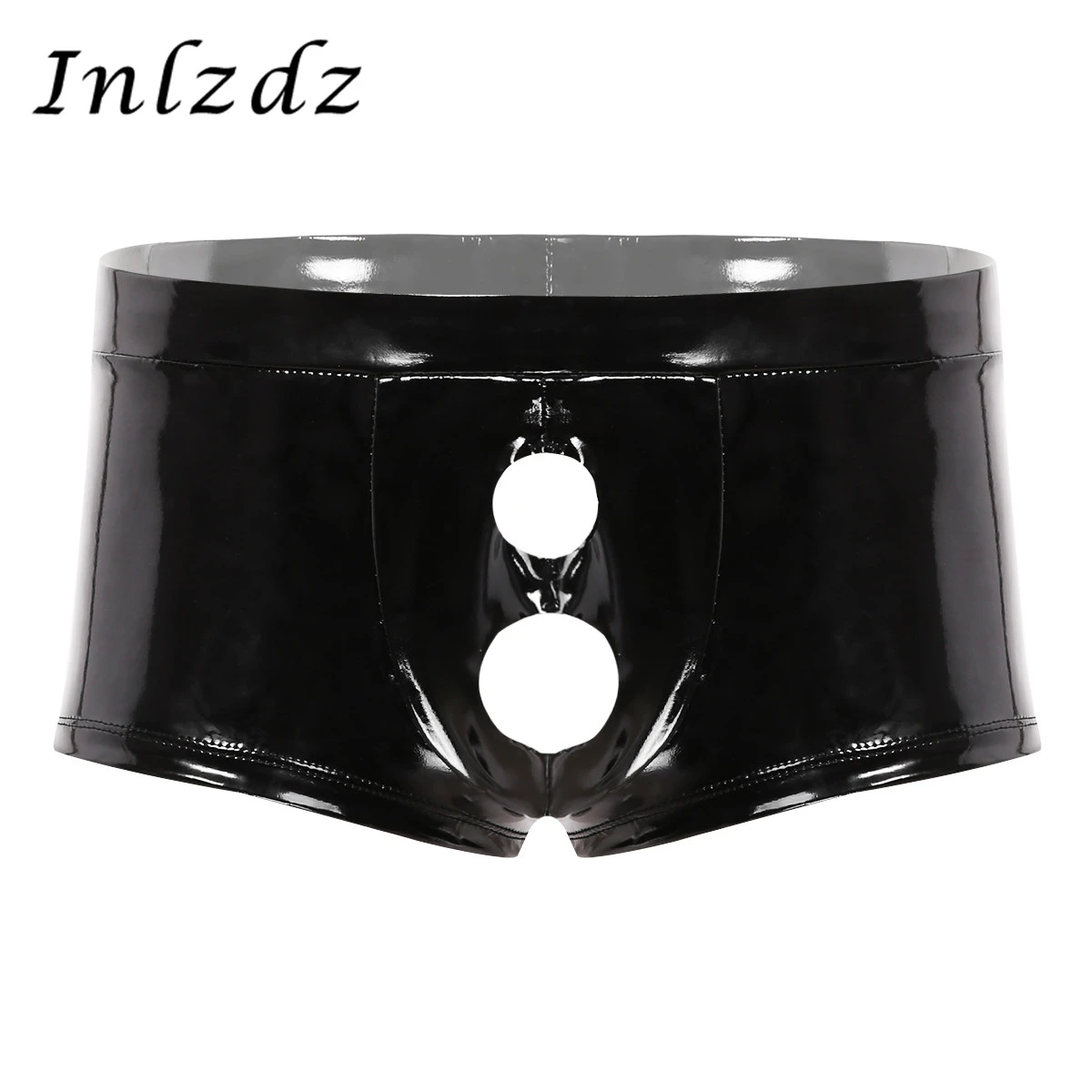 Mens Lingerie Latex Underwear With Holes Wet Look Patent Leather Sexy
