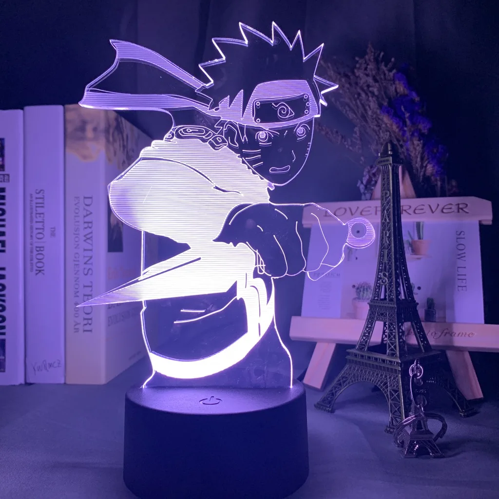 Японский аниме Наруто Shuriken рисунок ночной Светильник для детей Спальня украшение ночной Светильник классный подарок прикроватная тумбочка 3d лампа Наруто