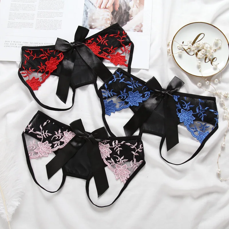 

3pcs/set Open Nylon G-String G String Transparent Women's Panties Flowers Girls Underwear Ladies Panty Female Sexy Lingerie