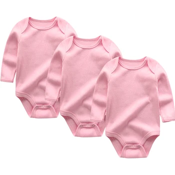 

Solid color 3piece pink Cotton Baby Bodys Bodysuit Newborn girls Boys Clothes ropa bebe Jumpsuit Baby