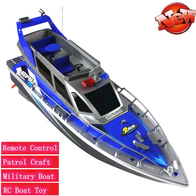 1:20 Remote Control Boat 2.4G RC Police Speed Boat Toy Model Electric Full Function Large 4 Channel Patrol Boat Military Boat 1
