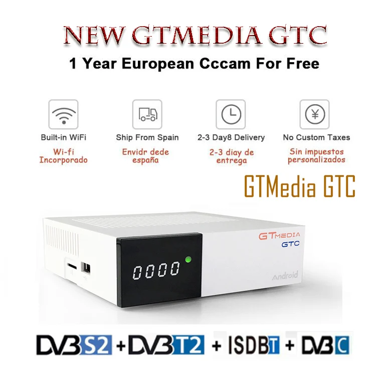 Freesat GTC приемное устройство DVB-S2 DVB-C DVB-T2 Amlogic S905D android 6,0 ТВ контейнер под элемент питания 2 Гб оперативной памяти, 16 Гб встроенной памяти+ 1 год cccam спутниковый ТВ телевизор