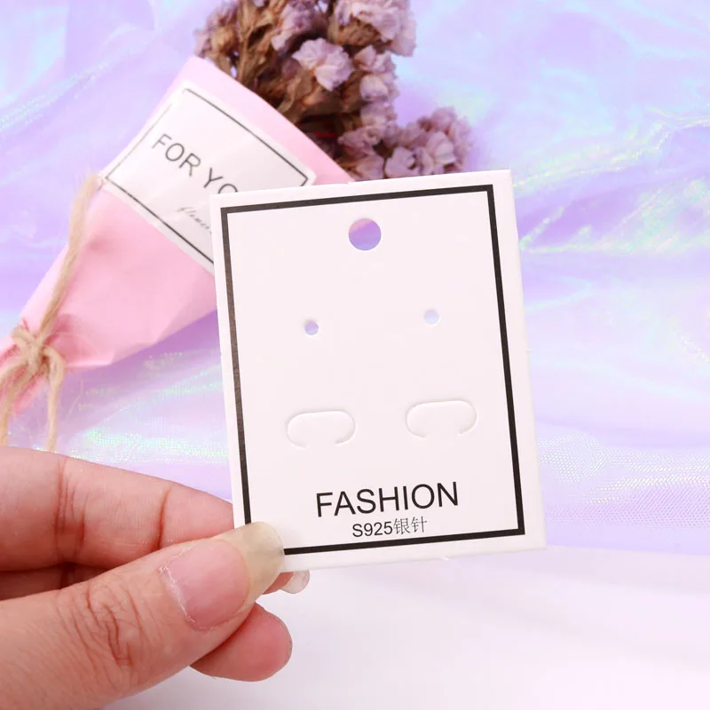

200Pcs/lot 4.8*6cm Logo Customized Paper Earrings DIY Display Card Accessories Stud Earring Necklace Tag Card