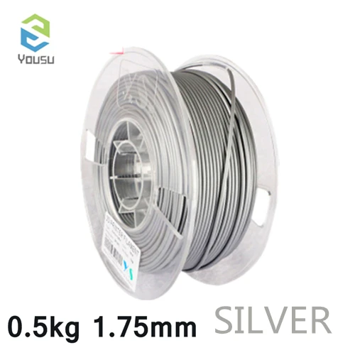0.5kg SILVER Нить для 3d принтера YOUSU PLA 1,75 мм 0,5 кг/1 кг 170 м/340 м многоцветная нить для 3d печати PLA только для России - Цвет: 0.5kg SILVER