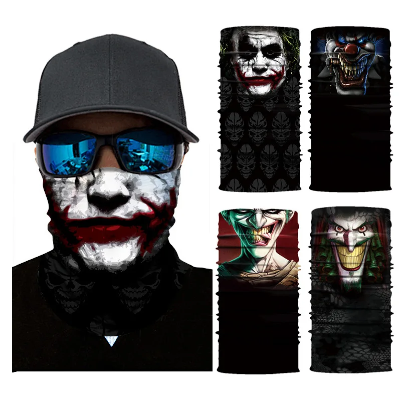 

Men Women Scarf Mask 3D Joker Seamless Magic Neck Gaiter Face Shield Cycling Fishing Bike Ski Camping Bandana Halloween Headband