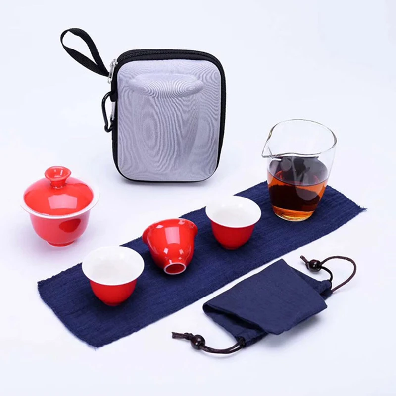 Дорожная сумка китайский чайный набор кунг-фу Gaiwan Чайник чайные чашки ярмарка кружка Чайные сервизы белый керамический fot подарок пуэр посуда для напитков