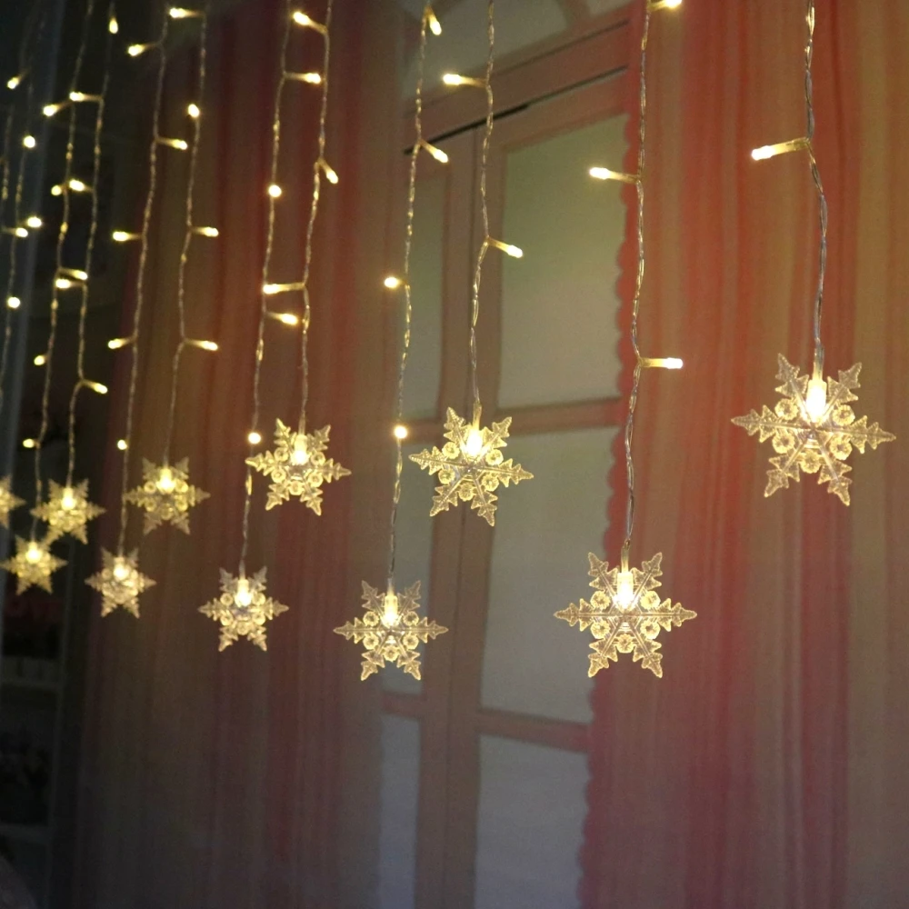 Снежинка Фея гирлянды занавес сосулька Звездное освещение цепи на батарейках подвесные праздничные декоративные для рождественской вечеринки