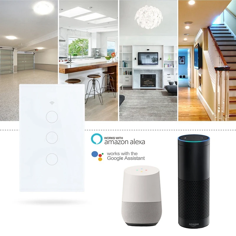 Лучший смарт WiFi 3 банда светильник переключатель Сенсорная панель для Amazon Alexa Google Home
