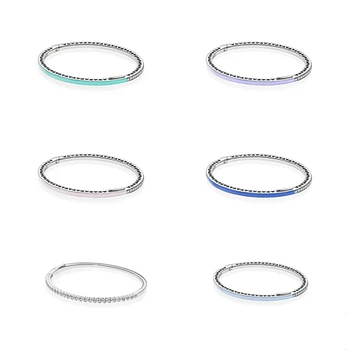 

SHINETUNG 1: 1 S925 High Quality Shiny Heart Enamel Bracelet Fashion Original Lady Boutique Jewelry