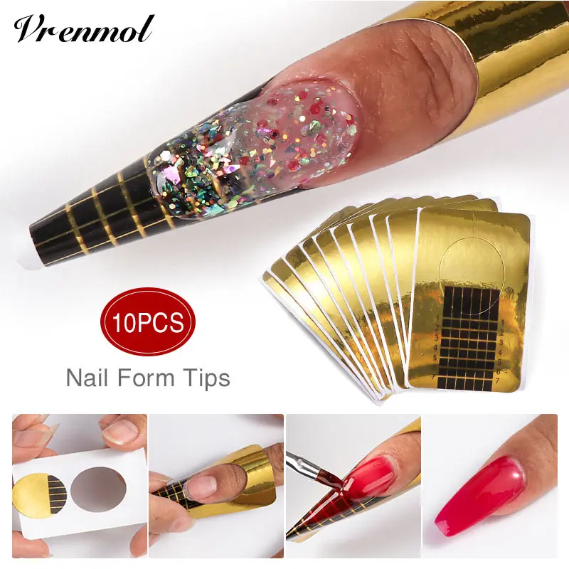 Vrenmol French Nail Form for Extensions Poly Gel UV Builder Extension Stickers Paper Tray Art Decoration | Красота и здоровье