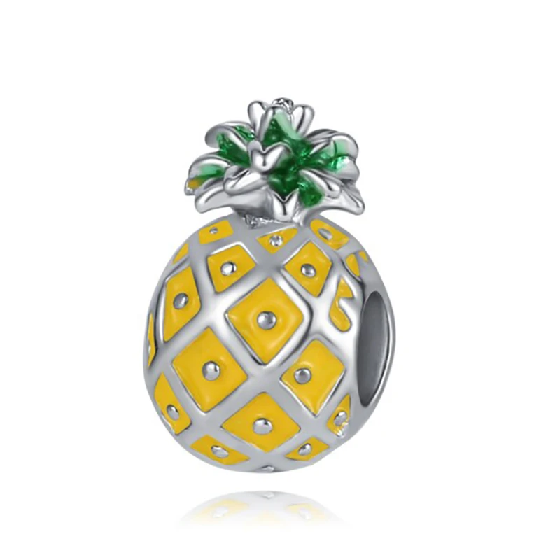 

Yellow Pineapple Beads Charm Fits Pandora Charms Silver 925 Original Bracelet Jewelry Valentine's Day Mary Poppins Bijoux ENM634