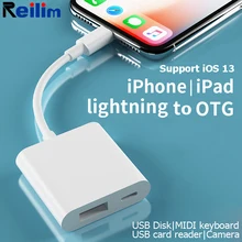 Reilim OTG адаптер для Apple к USB камера ридер адаптер для lightning iOS 13 Соединительный комплект кабель синхронизации данных для IPhone 6 7 8 X