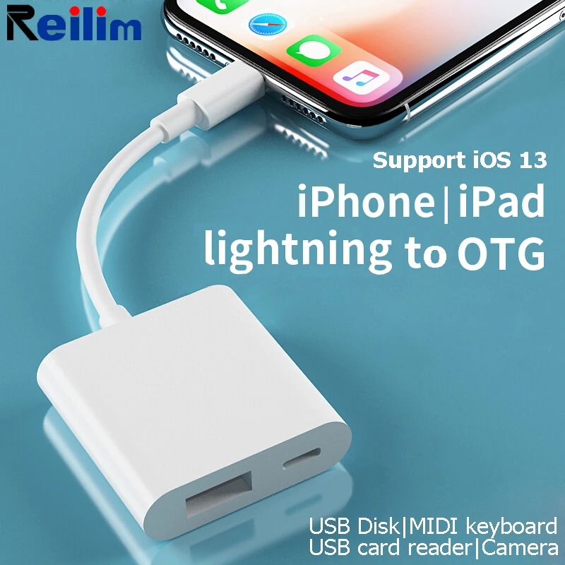 Pаспродажа Reilim OTG адаптер для Apple к font b USB b font камера ридер адаптер для lightning iOS 13 Соединительный комплект кабель синхронизации данных для IPhone 6 7 8 X
