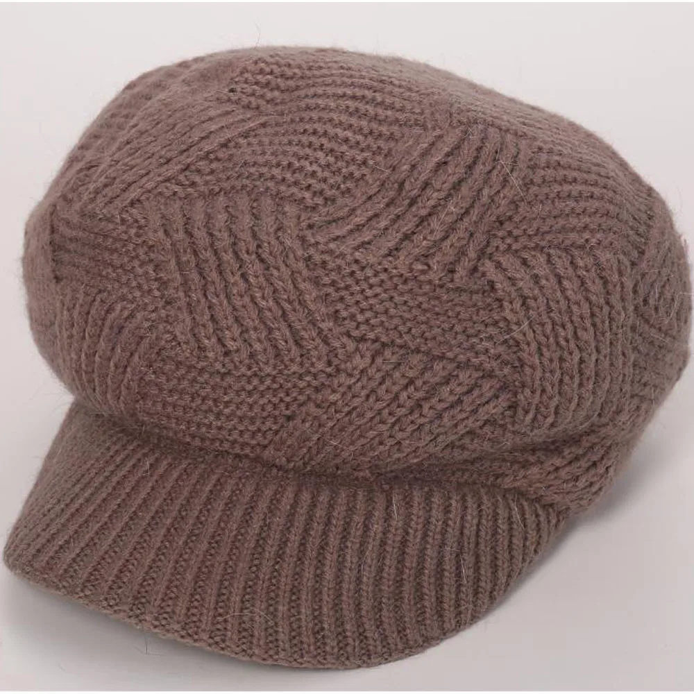 Knitted Beret Осень зима шапки для женщин леди вязаный флис берет Кепка художника Черный Красный берет английский стиль берет в стиле винтаж Boina Feminina - Цвет: Knitted Beret