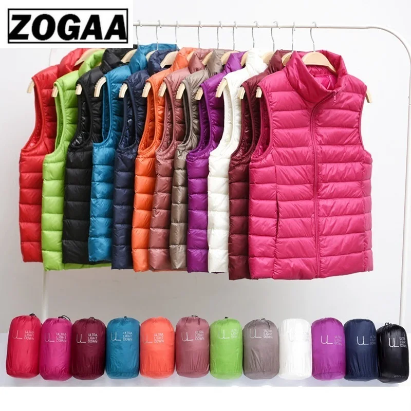 ZOGAA, зимние женские пуховые куртки-жилеты, женский жилет без рукавов, теплая куртка размера плюс, женские тонкие парки без рукавов 4XL