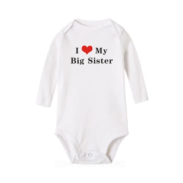 Хлопковый комбинезон для новорожденных с надписью «I Love My Big Sister Big Brother»; Забавный боди для малышей; одежда с длинными рукавами для маленьких мальчиков и девочек