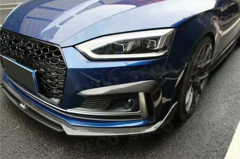 Для Audi A5 S5 Sline углеродного волокна передний бампер FogLamp плавники вентиляционная рамка планки полосы наклейки 2 шт./компл. стайлинга автомобилей