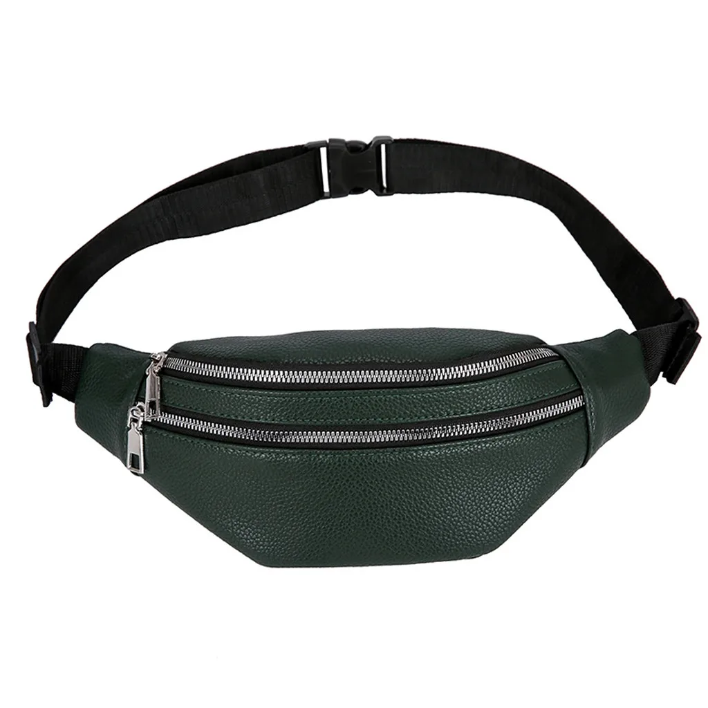 Unisex Double Zipper Leather Chest Bags Messenger Bag Bum Banana Hip Package High Quality Female Purse Chest Bag Wild Purse#GEX