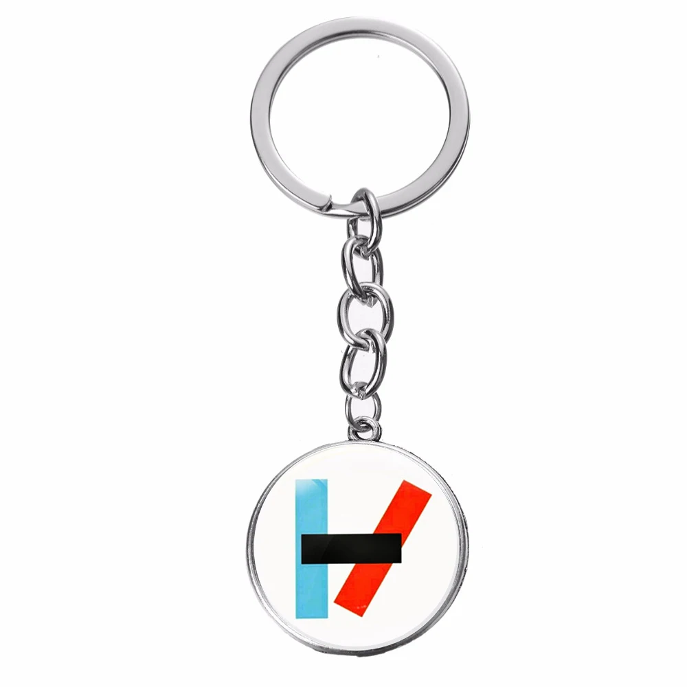 SONGDA панк Twenty One Pilots брелок для мужчин и женщин модная рок-музыка Группа Знак стеклянный кабошон кулон брелок для ключей цепочка для фанатов - Цвет: Style 1
