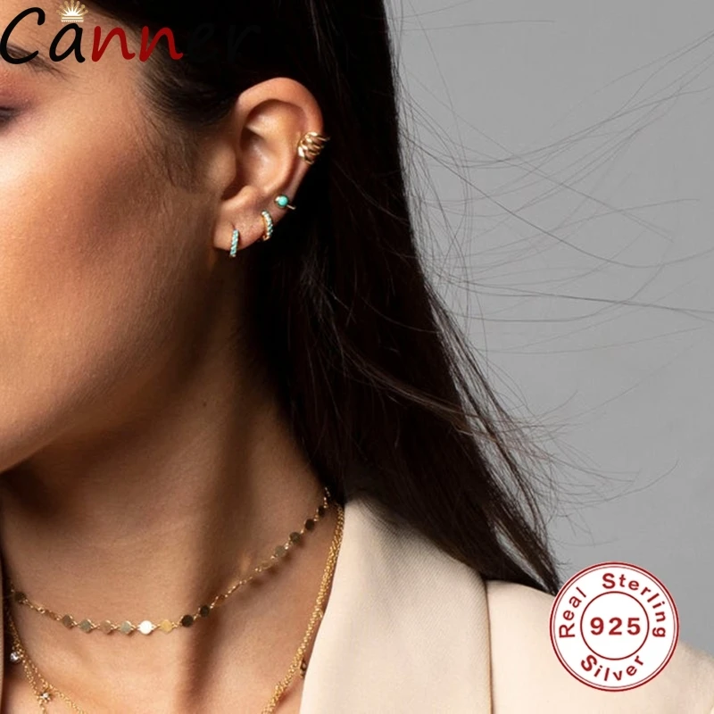 Canner, мода, Серебро S925 пробы, круглые, микро инкрустированные бирюзовые серьги для женщин, подарки