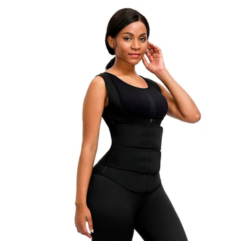 

2Pcs Women Waist Trainer Corset Zipper Hook Shapewear Double Control Body Shaper Tummy Fat Burning Waist Cincher - M & L