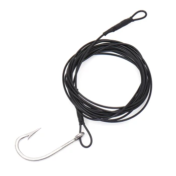 

3 Metre 49 strands Nylon Coated Stainless Steel Wire Rope With 6/0 Stainless Steel Big Shark Hook For Sea Boat/Trolling Fishing