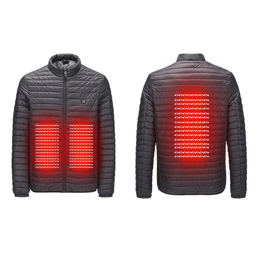 2021 Winter Men's New Jacket Smart Usb Abdominal Back Electric Heating Warm Down Cotton Jacket Fashionable Design Warm Blouse 2