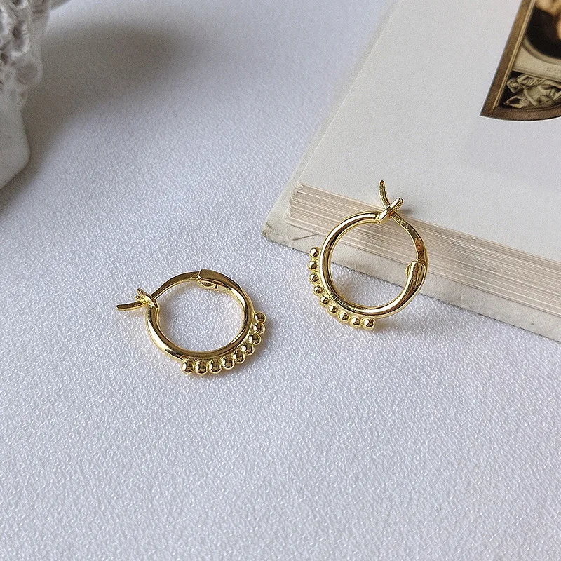 Маленькие золотые серьги-кольца, 925 пробы, серебряные ювелирные изделия, подарок для женщин на день рождения, блестящие золотые 925 ювелирные изделия, DS1730