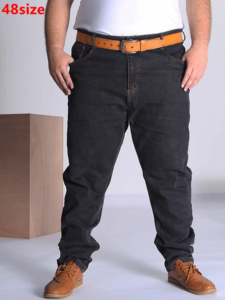 Pantalones vaqueros de talla grande para hombre, pantalones vaqueros azules de talla grande, pantalones elásticos para hombre 46 50 52