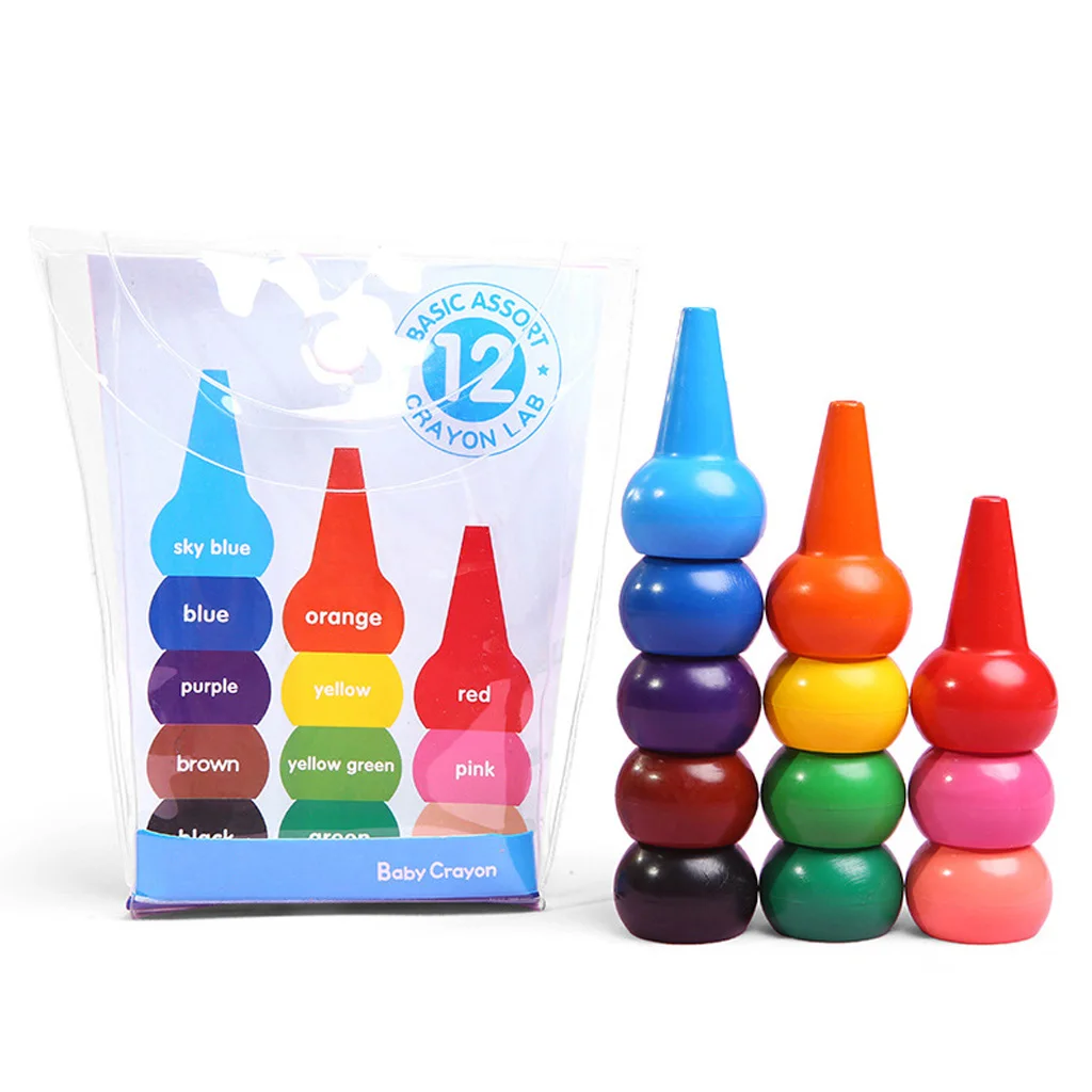 

12 Pcs/Box 3D Safe Colorful Finger Crayons Set For Kids Children Boy Girl DIY Drawing Graffiti Tool Kit Drop Ship Support