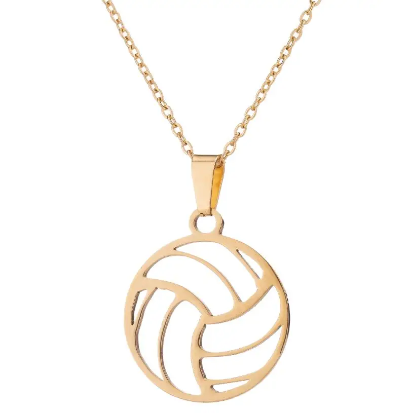 Hfarich Новая уникальная, из нержавеющей стали пляжный волейбольная подвеска ожерелья для Для женщин заявление спортивные ювелирный подарок для возлюбленных