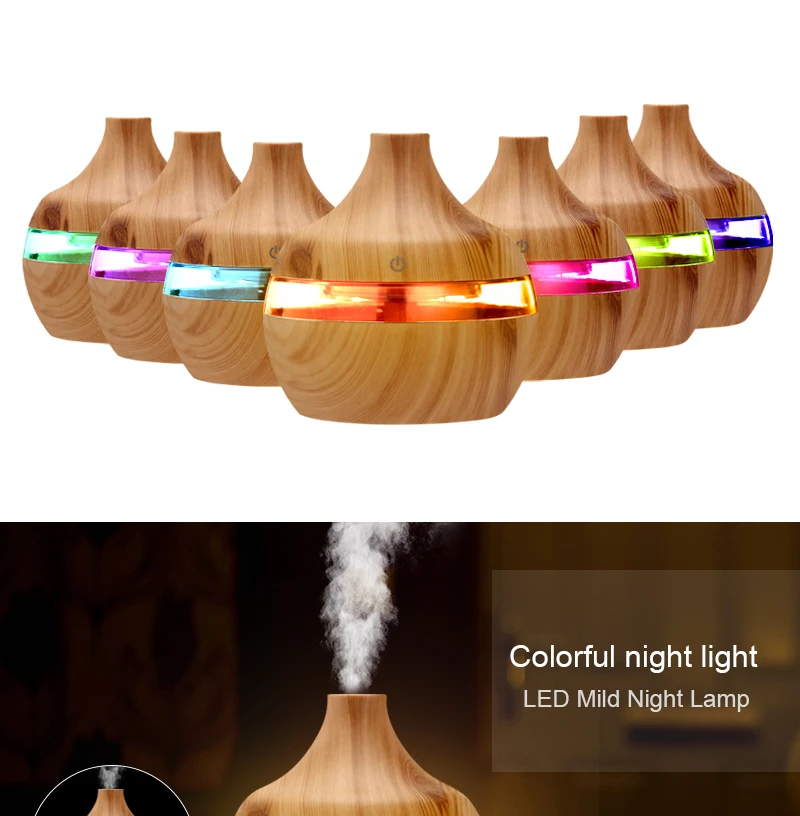 XBH-038B 2019 Newest 300ml USB Ultrasonic Cool Mist Humidifier Aromatherapy Diffuser bamboo Air Humidifier