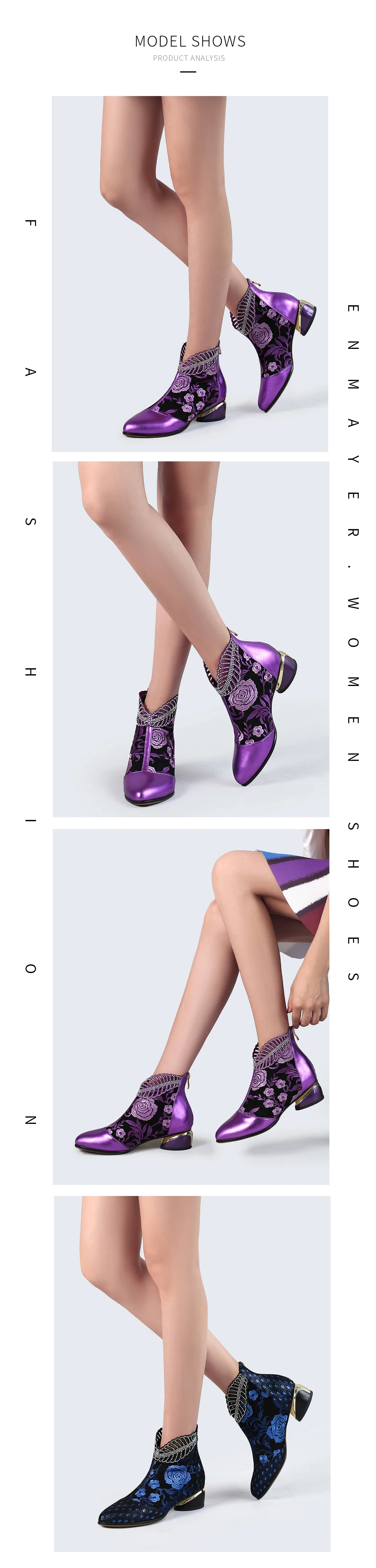 ENMAYLA/ г. Модные ботильоны для женщин, зимняя обувь женская обувь из натуральной кожи, на молнии, с круглым носком, на квадратном каблуке, из флока, размеры 34-43