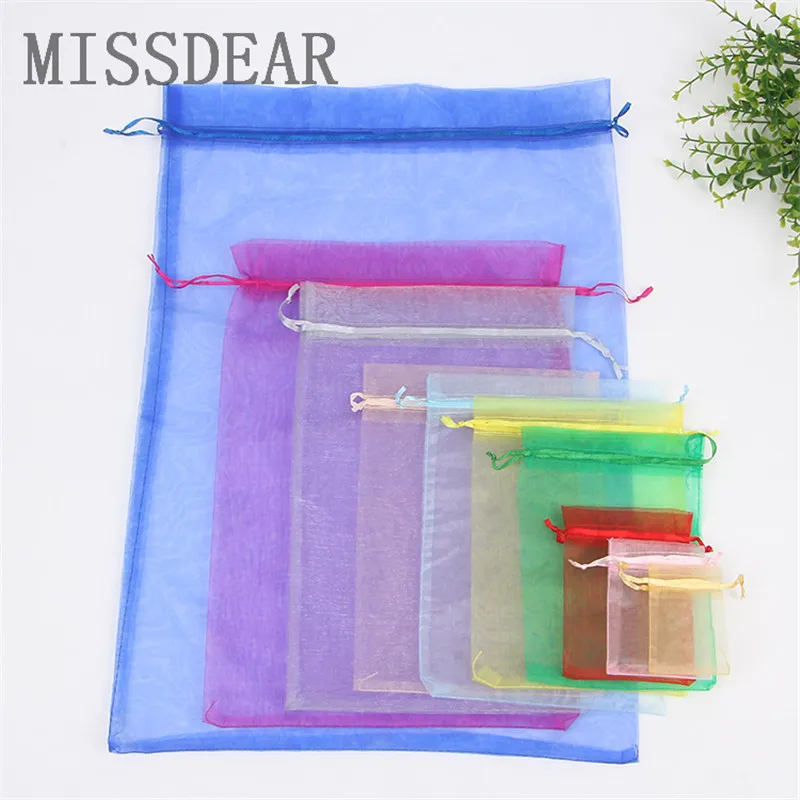 10Pcs/Lot 13x18 15x20 20x30cm Organza Gift Bag Cosmetics Jewelry Packaging Bags Drawstring Pouches Candy Toys Packing Bags