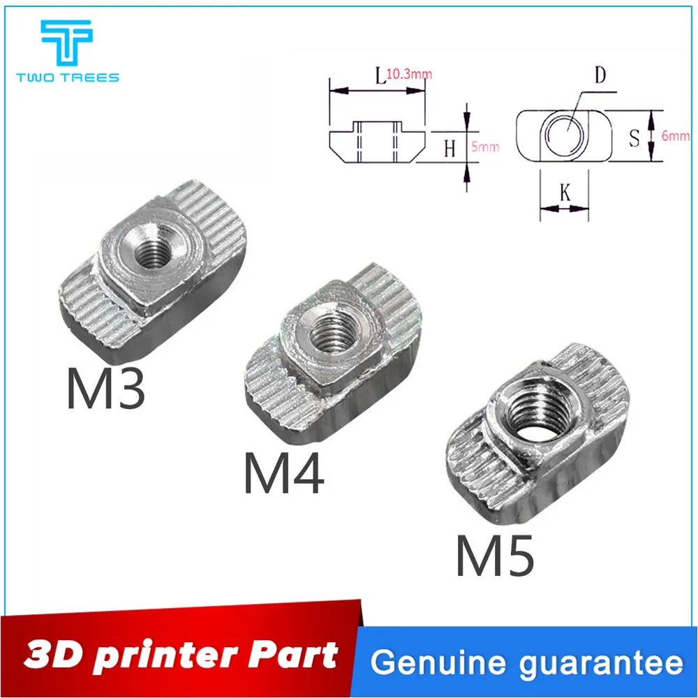 50 шт./лот 3D-принтеры Запчасти M3/M4/M5 углерода Сталь T Тип Гайка крепежная Алюминиевый Разъем для Промышленный Профиль