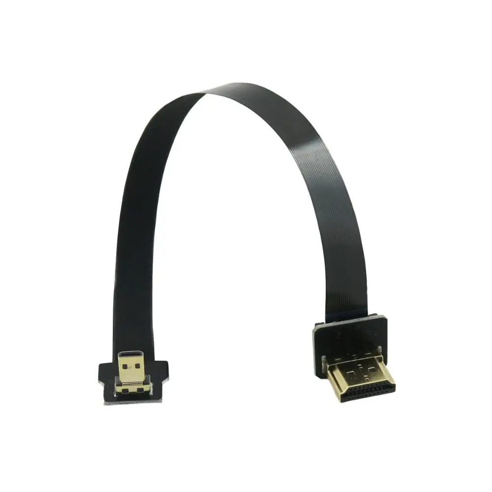 1x FPV HDMI тип A штекер Micro HDMI штекер позолоченный штекер FPC плоский Соединительный кабель 20 см прямой/вверх/вниз угол