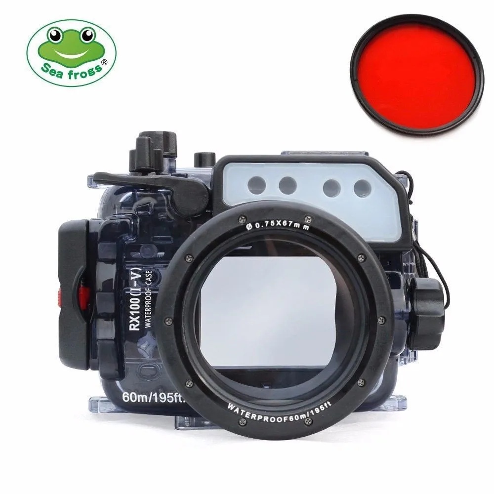 Seafrogs195ft Подводный корпус камеры+ водонепроницаемый светодиодный свет для sony RX100 I-V
