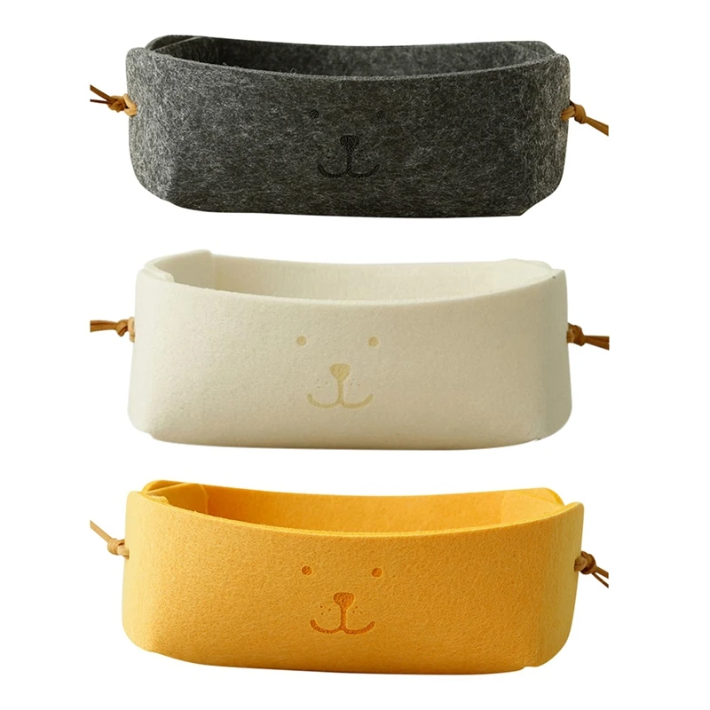 

Storage Baskets Felt Basket Portable Cute Small Storage Basket Household Desktop Storage Baskets 1PC