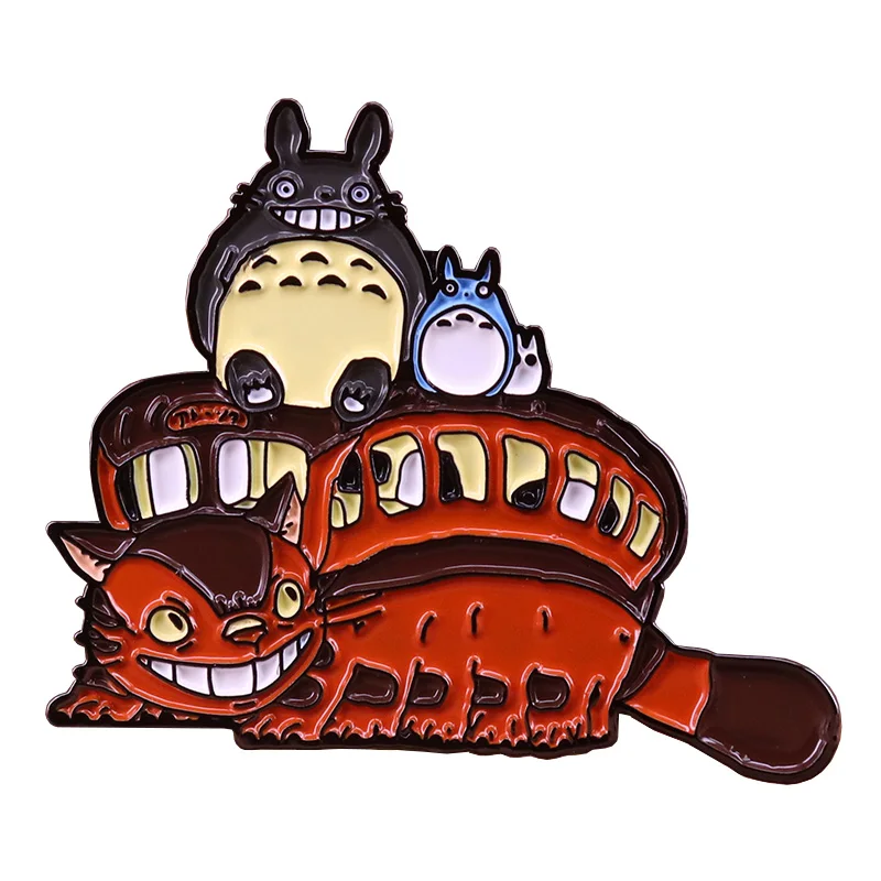 My Neighbor Totoro - Ghibli Black Nickel Catbus Pin Animated Movie Fans Great Gift