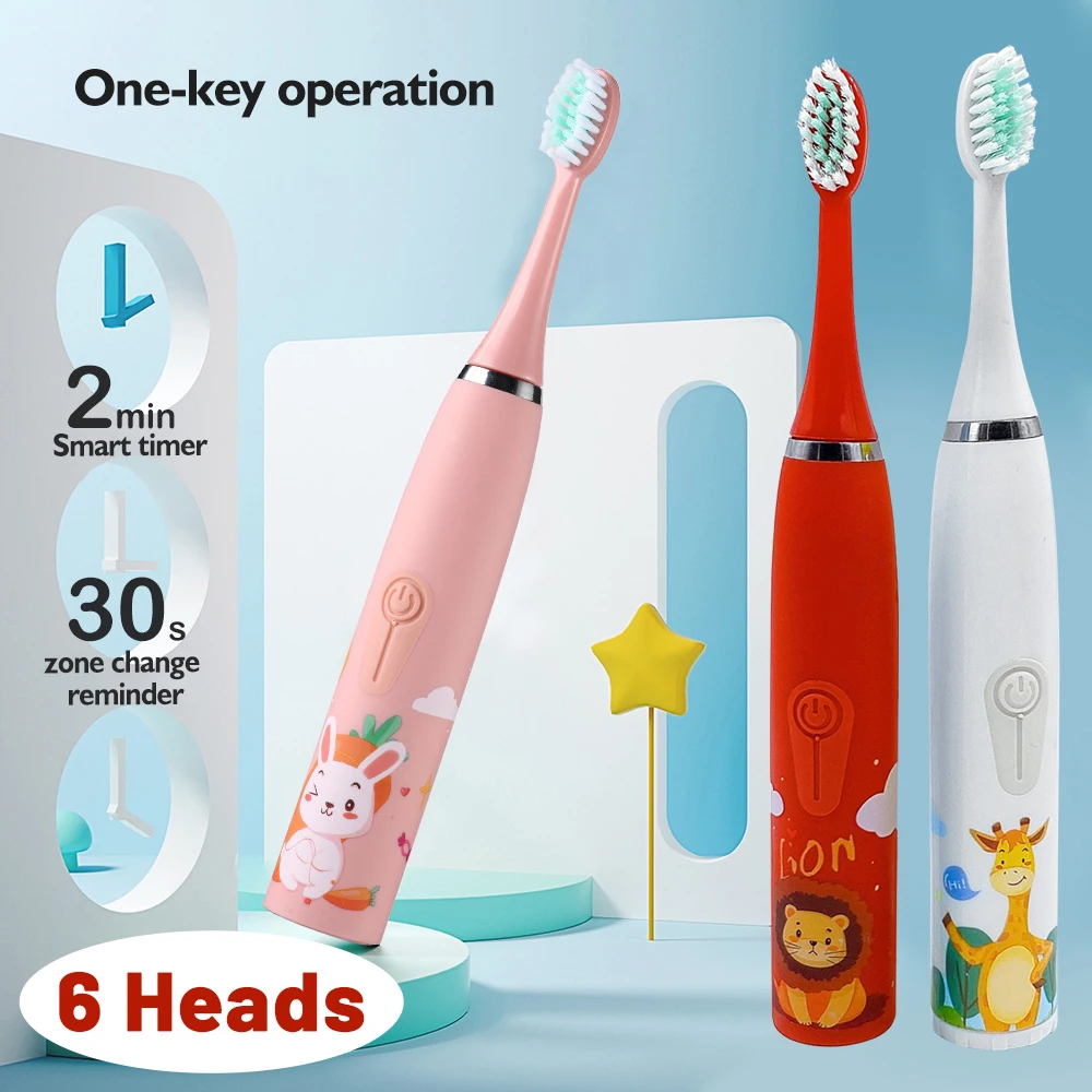For Children Electric Toothbrush Cartoon Pattern Kids with Replace The Toothbrush Head Ultrasonic Electric Toothbrush
