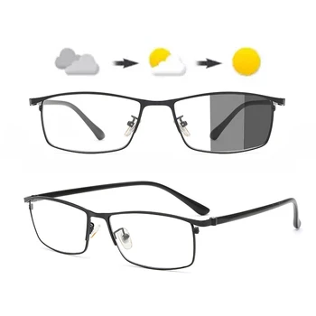 

Blue Light Blocking Square Alloy Eyeglasses Computer Anti Blue Ray Glasses Sun Photochromic Eyewear Outdoor UV400 Protection