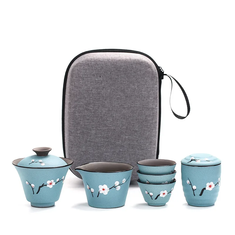 A Gaiwan керамическая чайная чашка Маленькая китайская портативная чашка подарок/Офисная посуда для напитков чайные чаши чайник для чайной церемонии керамическая дорожная чайная чашка с пакетом - Цвет: A