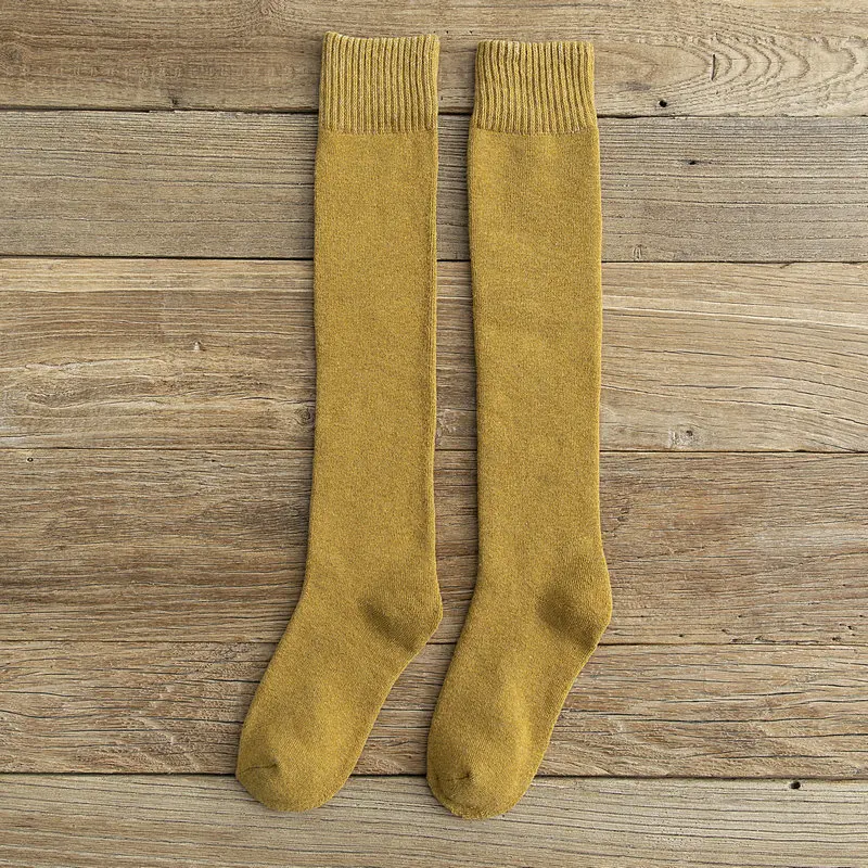 Зимние новые мужские и женские носки хлопковые махровые плотные теплые длинные носки без пятки японские модные носки skarpetki calcetines mujer - Цвет: Women yellow