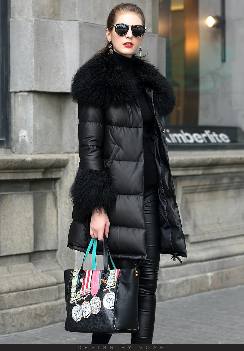 Зимняя шерстяная Женская куртка из овчины, пуховик из натуральной кожи, куртка женская одежда, корейские винтажные Топы ZT4023