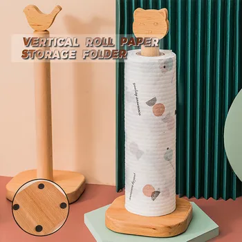 

Towel Holder Rack Wall Mounted Towel Hanger Paper Towel Rack Kitchen Vertical Roll Storage Rack Solid Wood Cling Film Rack