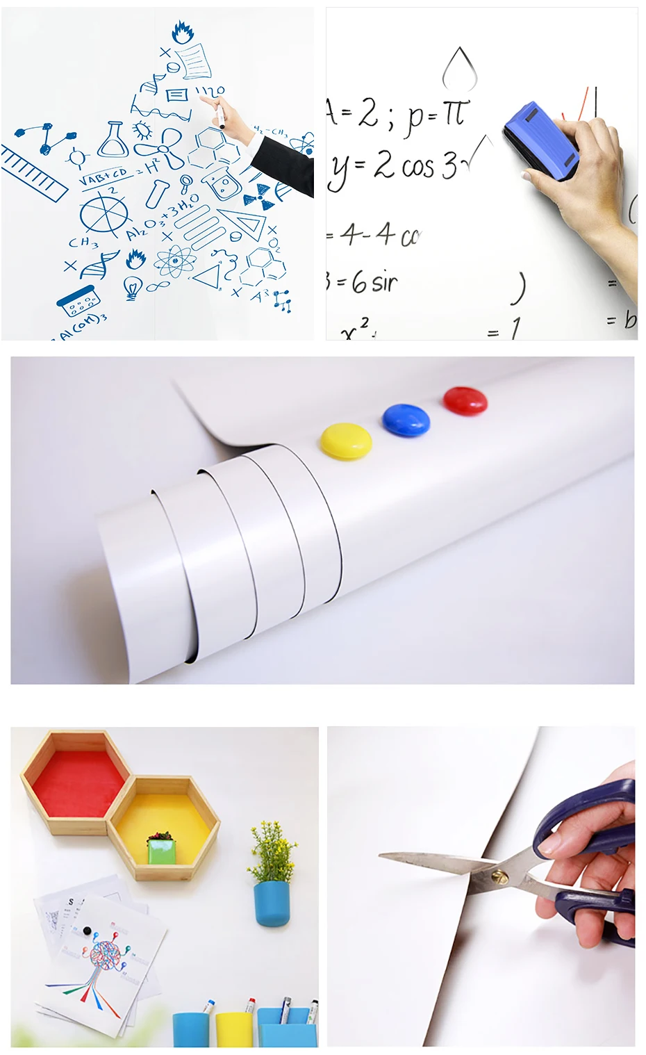 Soft Whiteboard Hold Magnets Wall stickers Home Office Erasable Writing Message Board Kids Drawing Painting Graffiti Toy Gift