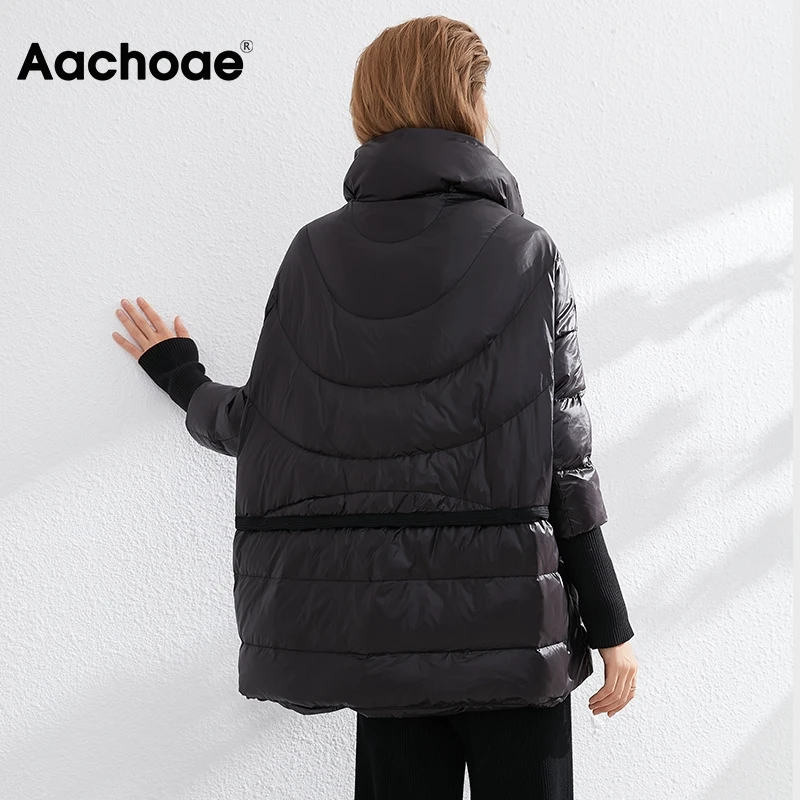 Aachoae Solid Loose White Duck Down Jacket Women