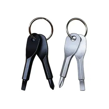 

Outdoor EDC Portable Multifunctional Tool Slotted Screwdriver with Key Ring Keychain Cross Head Flathead Screwdriver