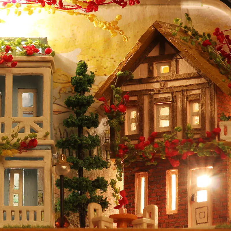 3D DIY коробка театр Dream Town Миниатюрный Кукольный дом деревянный кукольный домик теплый светодиодный светильник игрушка на день рождения, Рождество для детей T006/T007